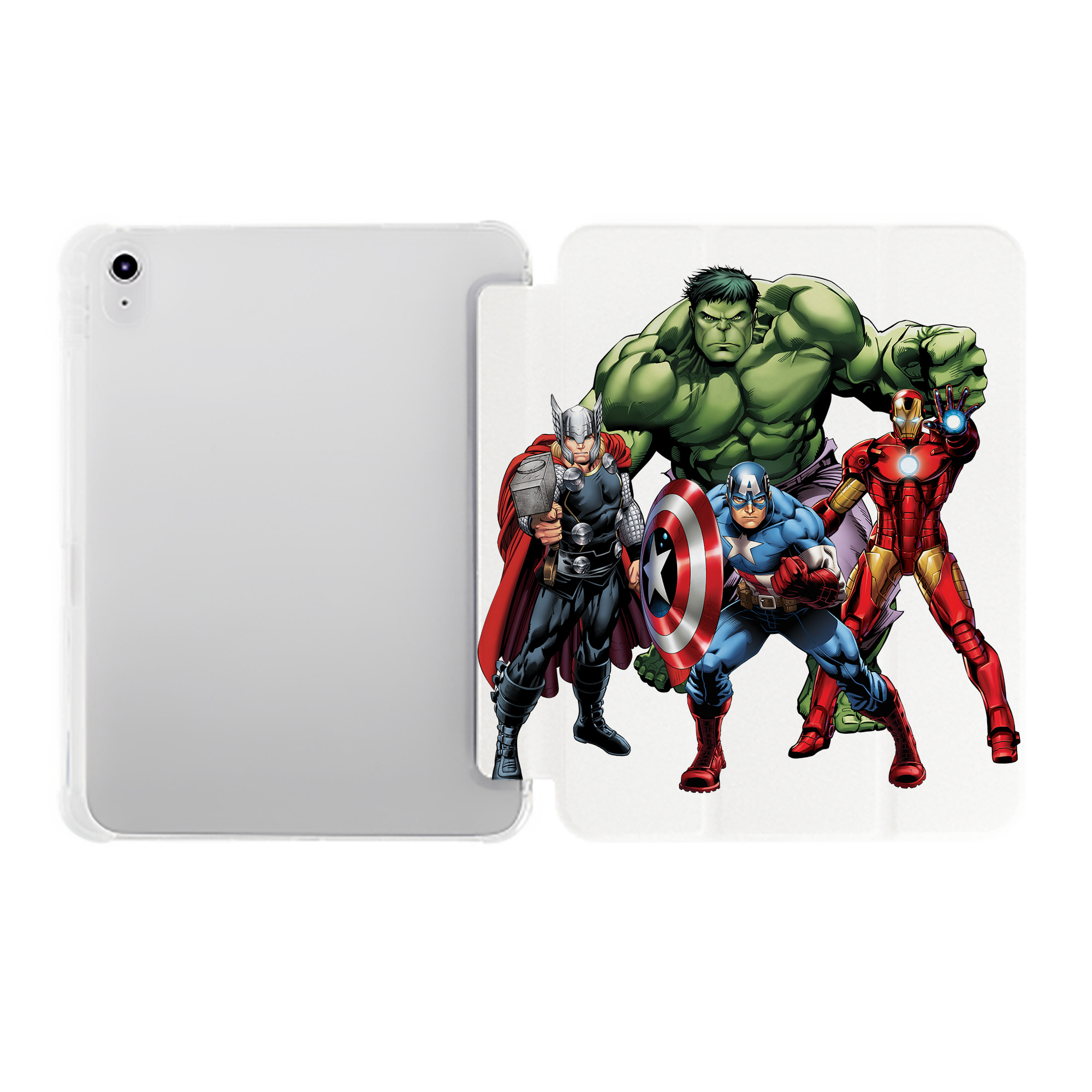 （画像用） アベンジャーズ The Avengers IPad ケース ペン収納付き 三つ折りスタンド PUレザー×シリコン 対応機種9.5/10.5/10.9インチ